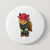 Fox als Feuerwehrmann mit Helm Button (Vorderseite)