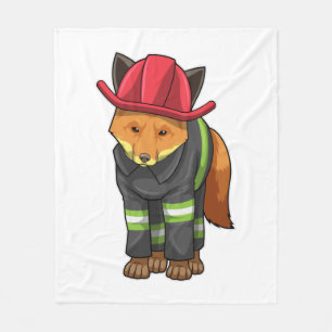 Fox als Feuerwehrmann mit Helm Fleecedecke