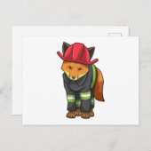 Fox als Feuerwehrmann mit Helm Postkarte (Vorne/Hinten)