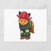 Fox als Feuerwehrmann mit Helm Postkarte (Vorderseite)