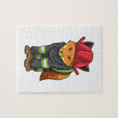 Fox als Feuerwehrmann mit Helm Puzzle (Horizontal)