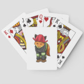 Fox als Feuerwehrmann mit Helm Spielkarten (Rückseite)