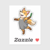 Fox als Friseur mit Schere Aufkleber (Blatt)