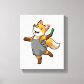 Fox als Friseur mit Schere Leinwanddruck (Vorderseite)