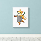 Fox als Friseur mit Schere Leinwanddruck (Insitu (Holzboden))