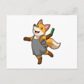 Fox als Friseur mit Schere Postkarte (Vorderseite)