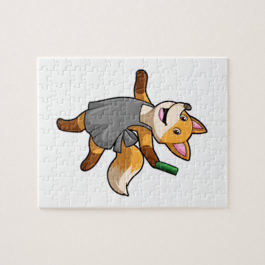 Fox als Friseur mit Schere Puzzle (Horizontal)