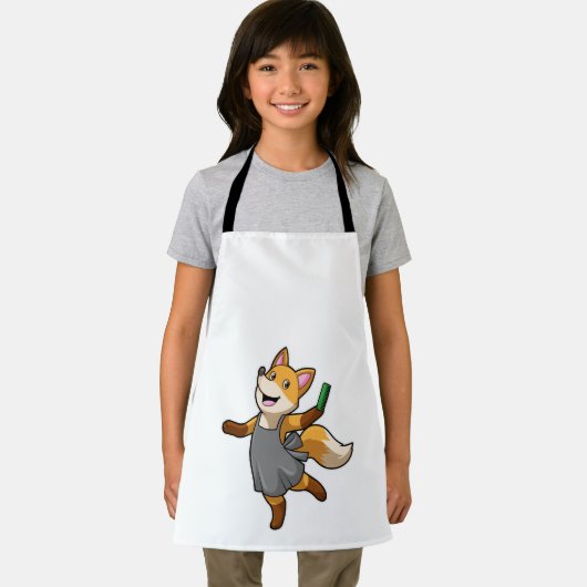 Fox als Friseur mit Schere Schürze (Insitu)