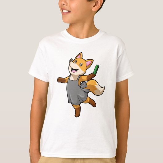 Fox als Friseur mit Schere T-Shirt (Vorderseite)