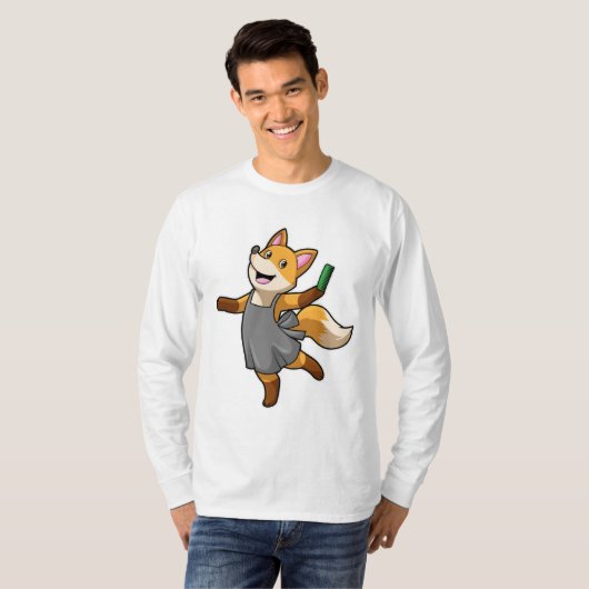 Fox als Friseur mit Schere T-Shirt (Vorne ganz)