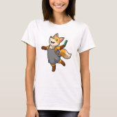 Fox als Friseur mit Schere T-Shirt (Vorderseite)