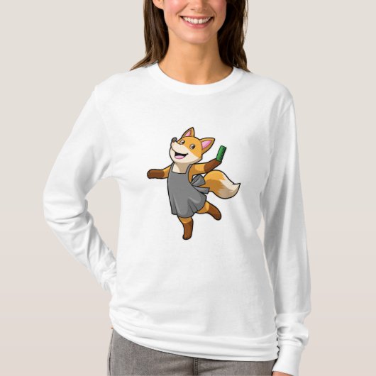 Fox als Friseur mit Schere T-Shirt (Vorderseite)