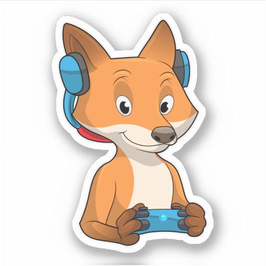 Fox als Gamer mit Joystick Aufkleber (Vorderseite)