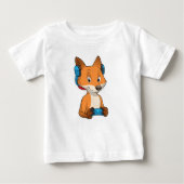 Fox als Gamer mit Joystick Baby T-shirt (Vorderseite)