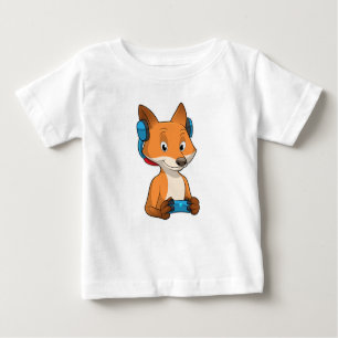 Fox als Gamer mit Joystick Baby T-shirt