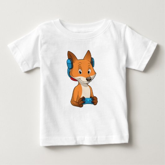 Fox als Gamer mit Joystick Baby T-shirt (Vorderseite)