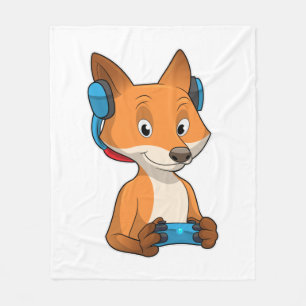 Fox als Gamer mit Joystick Fleecedecke