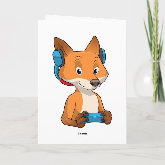 Fox als Gamer mit Joystick Karte (Rückseite)