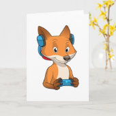 Fox als Gamer mit Joystick Karte (Gelbe Blume)