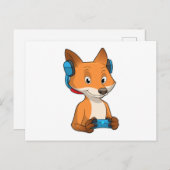 Fox als Gamer mit Joystick Postkarte (Vorne/Hinten)