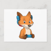 Fox als Gamer mit Joystick Postkarte (Vorderseite)