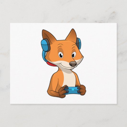 Fox als Gamer mit Joystick Postkarte (Vorderseite)