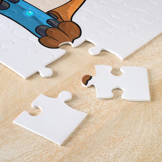 Fox als Gamer mit Joystick Puzzle (Seite)