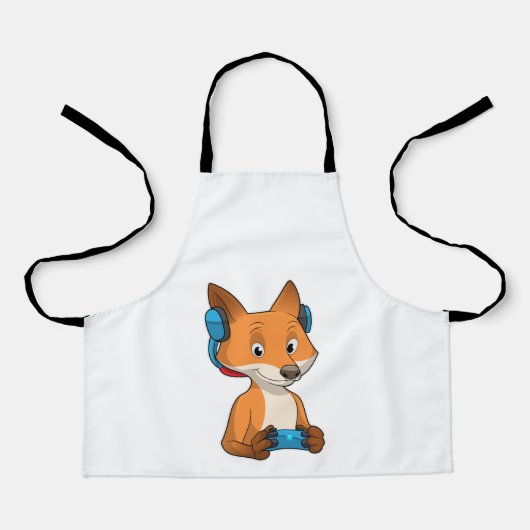 Fox als Gamer mit Joystick Schürze (Vorderseite)