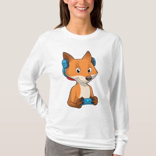 Fox als Gamer mit Joystick T-Shirt (Vorderseite)