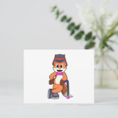 Fox als Gentleman mit Hut & Stick Postkarte (Stehend Vorderseite)