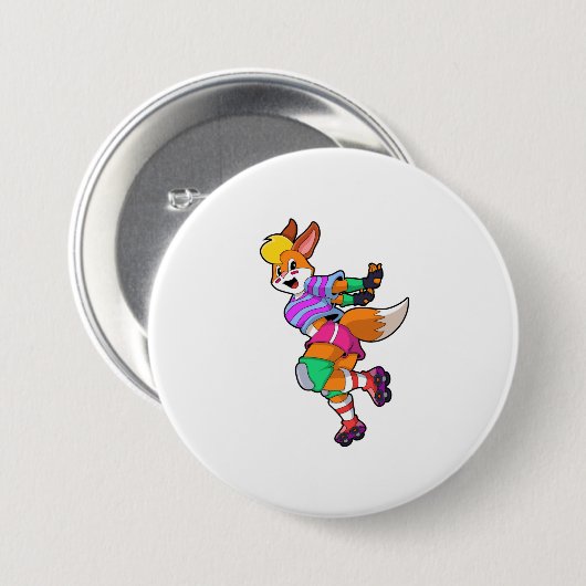 Fox als Inline-Skater mit Inline-Skaten Button (Vorne & Hinten)