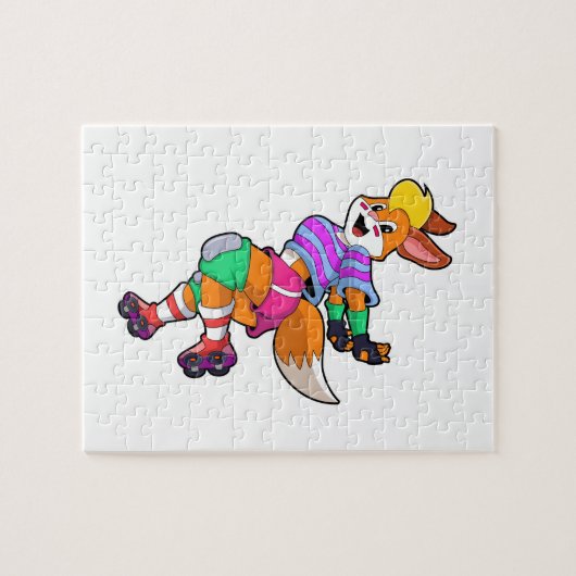 Fox als Inline-Skater mit Inline-Skaten Puzzle (Horizontal)