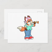 Fox als Maler mit Pinsel und Farbe Postkarte (Vorne/Hinten)