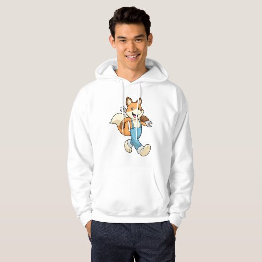Fox als Mechanik mit Schraubenschlüssel Hoodie (Vorne ganz)