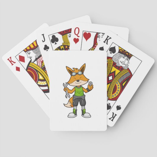 Fox als Mechanik mit Schraubenschlüssel und Nut Spielkarten (Rückseite)
