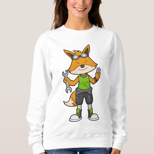 Fox als Mechanik mit Schraubenschlüssel und Nut Sweatshirt (Vorderseite)