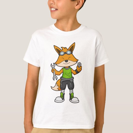 Fox als Mechanik mit Schraubenschlüssel und Nut T-Shirt (Vorderseite)