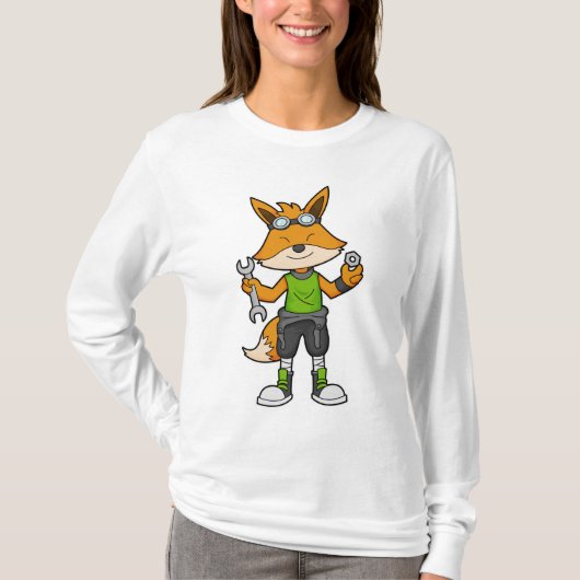 Fox als Mechanik mit Schraubenschlüssel und Nut T-Shirt (Vorderseite)