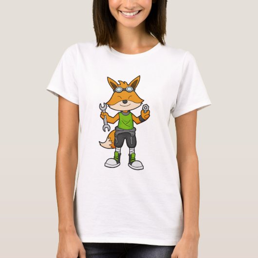 Fox als Mechanik mit Schraubenschlüssel und Nut T-Shirt (Vorderseite)