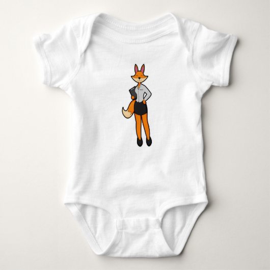Fox als Secretary mit Notepad Baby Strampler (Vorderseite)