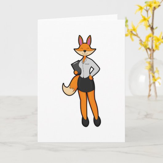 Fox als Secretary mit Notepad Karte (Gelbe Blume)