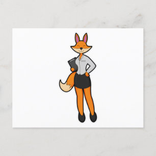 Fox als Secretary mit Notepad Postkarte