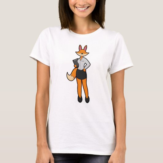 Fox als Secretary mit Notepad T-Shirt (Vorderseite)