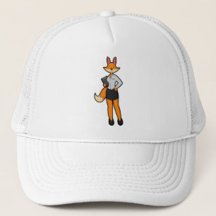 Fox als Secretary mit Notepad Truckerkappe