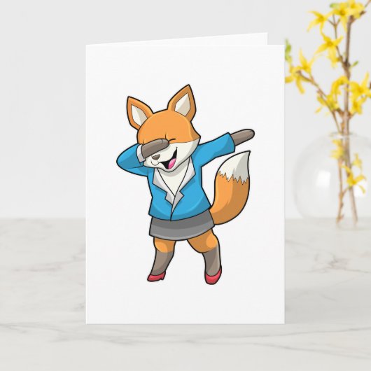 Fox als Sekretär beim Hip Hop Dance Karte (Gelbe Blume)