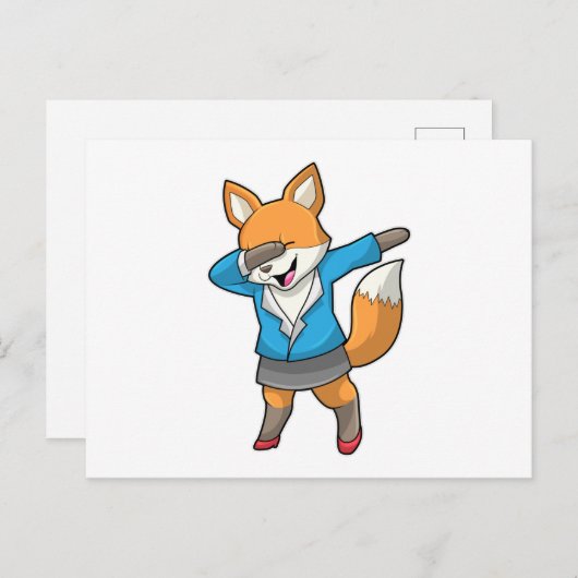Fox als Sekretär beim Hip Hop Dance Postkarte (Vorne/Hinten)