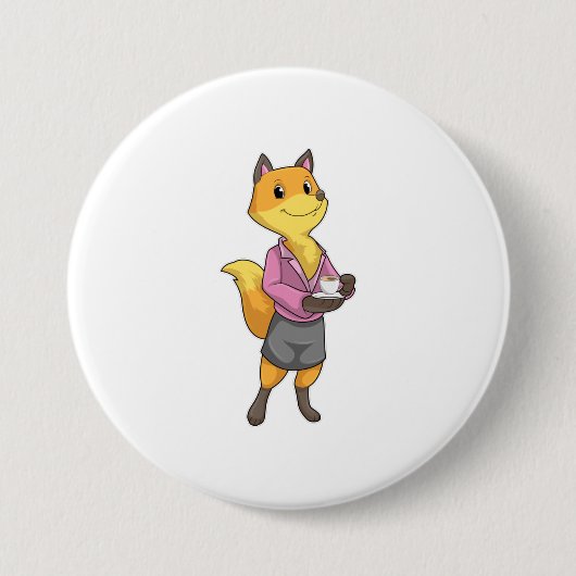 Fox als Sekretär für Kaffee Cup Button (Vorderseite)
