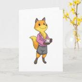 Fox als Sekretär für Kaffee Cup Karte (Gelbe Blume)