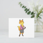 Fox als Sekretär für Kaffee Cup Postkarte (Stehend Vorderseite)