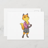 Fox als Sekretär für Kaffee Cup Postkarte (Vorne/Hinten)